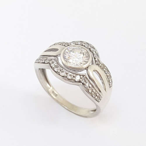 1.00ctw CZ Engagement Ring in 925 Sterling Silver- Size 7
