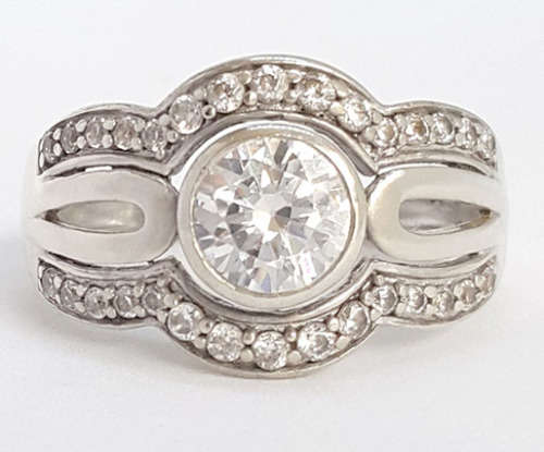 1.00ctw CZ Engagement Ring in 925 Sterling Silver- Size 7