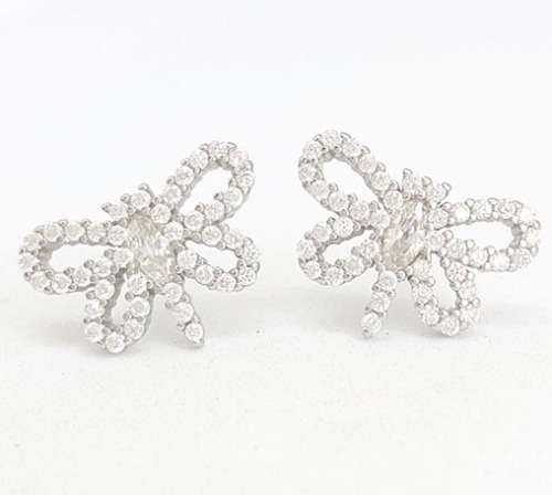 0.20ctw Clear CZ Firefly Earrings in 925 Sterling Silver