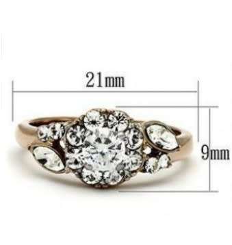 0.25ct Rose Gold Plated Flower Design Stainless Steel Ring