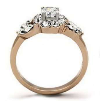 0.25ct Rose Gold Plated Flower Design Stainless Steel Ring