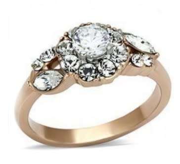 0.25ct Rose Gold Plated Flower Design Stainless Steel Ring
