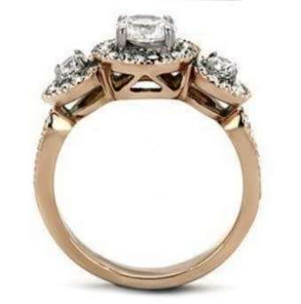 0.88ctw CZ and Rhinestone Crystal Rose Gold Plated Stainless Steel Ring- Size 6