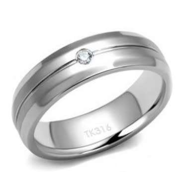 0.03ct CZ Stainless Steel Band