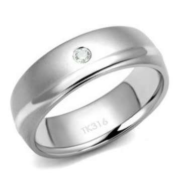 0.03ct CZ Stainless Steel Band- Size 7.75