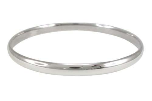 925 Sterling Silver 4mm Hollow Half Dome Bangle