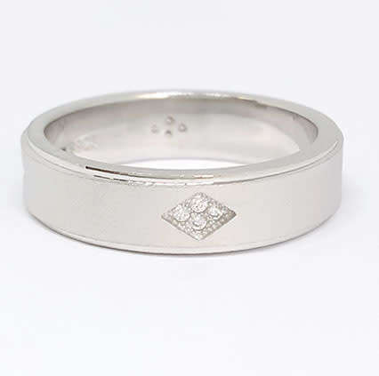 Matte Finished Band with CZs in 925 Sterling Silver- Size 9.5/ 11