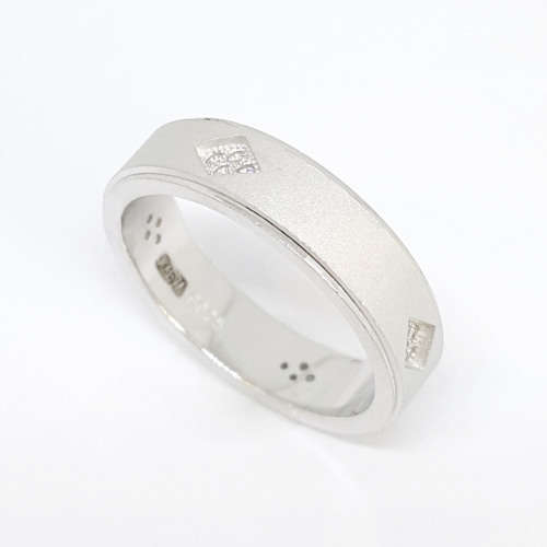 Matte Finished Band with CZs in 925 Sterling Silver- Size 9.5/ 11