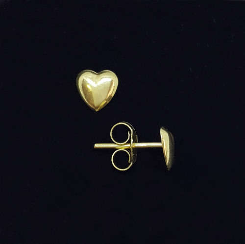 9ct Yellow Gold Heart Stud Earrings