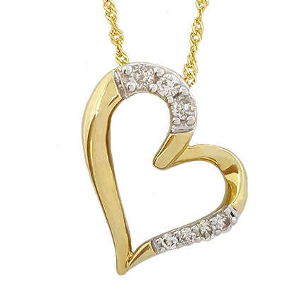 0.15ct Round Diamond Heart Pendant in Yellow Gold