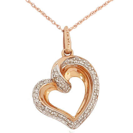 Diamond Heart Pendant and Necklace in Rose Gold