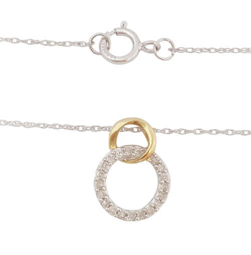 Natural Diamond Pendant in 10K White and Yellow Gold with Chain
