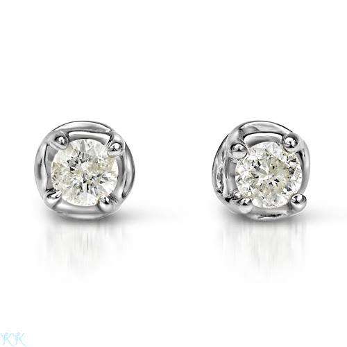 0.50ctw Natural Diamond Stud Earrings in 14K White Gold
