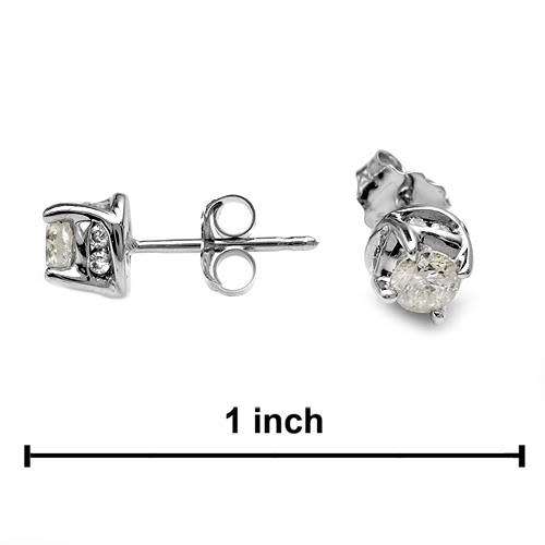 0.50ctw Natural Diamond Stud Earrings in 14K White Gold