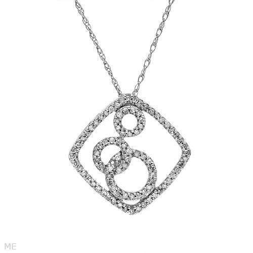 0.44ctw Diamond Circle Design Pendant in 10K White Gold with Chain