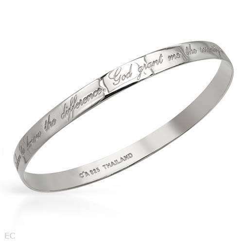 5.85mm Serenity Prayer Bangle in  Silver