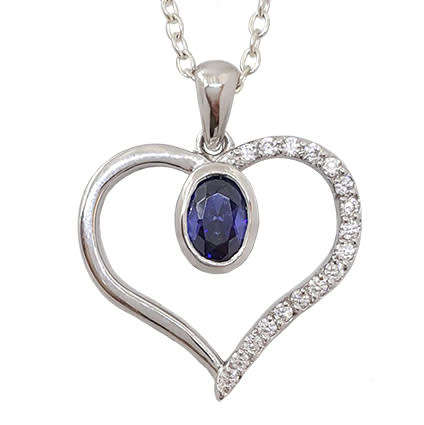 *CD DESIGNER JEWELRY*1.01ct Tanzanite & Clear CZ Heart Pendant in 925 Sterling Silver