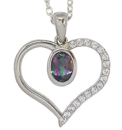 *CD DESIGNER JEWELRY* 1.01ct Mystic Topaz and Clear CZ Heart Pendant in Silver