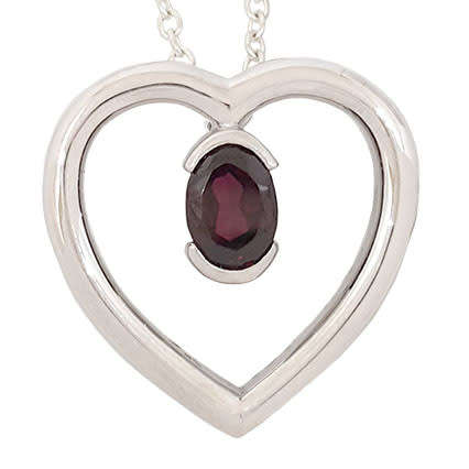 *CD DESIGNER JEWELRY*0.75ct Garnet CZ Heart Pendant in Silver