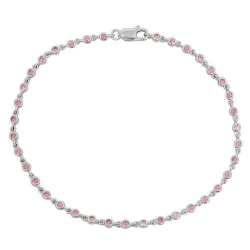Pink Cubic Zirconia Tennis Bracelet in 925 Sterling Silver