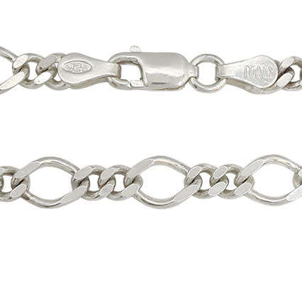 925 Sterling Silver 45cm Figaro Necklace
