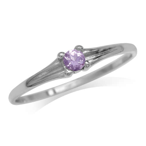 0.11ct Natural Amethyst Ring in 925 Sterling Silver- Size 7