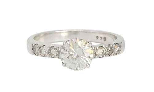 **CD DESIGNER JEWELRY** 0.941ct Moissanite and Diamond Ring in Silver