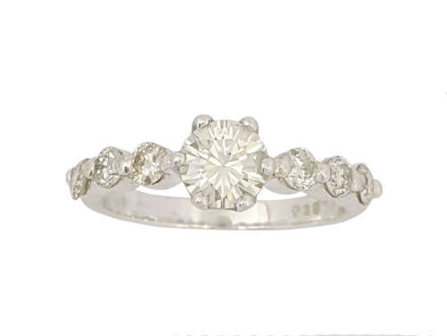 **CD DESIGNER JEWELRY** 0.848 ct Moissanite and Diamond Ring in 925 Sterling Silver