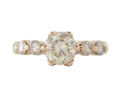 **CD DESIGNER JEWELRY**1.054ct Moissanite and Diamond Engagement Ring in 9ct Yellow Gold- Size R
