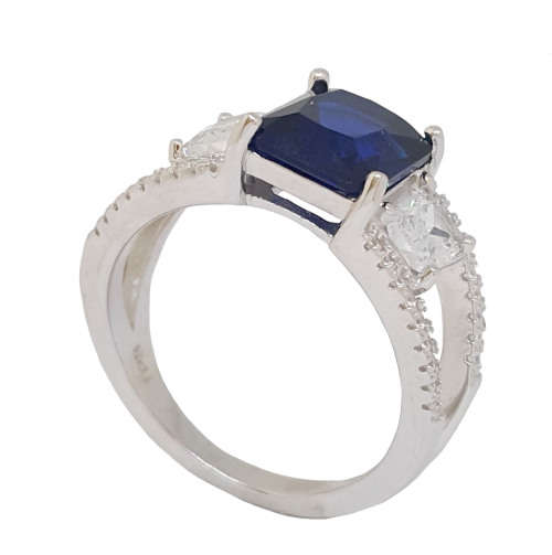 4.68ctw Blue and Clear Cubic Zirconia Dress Ring in 925 Sterling Silver- Size 8
