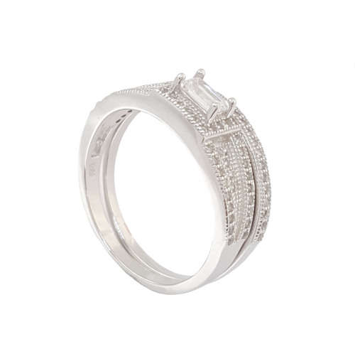 0.25ct Emerald Cut Cubic Zirconia Set in Silver- Size 9
