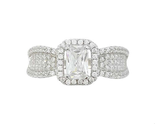 0.50ctw Emerald Cubic Zirconia Cut Ring in Silver- Size 7