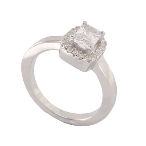 0.50ctw Emerald CZ Solitaire Style Ring in Silver