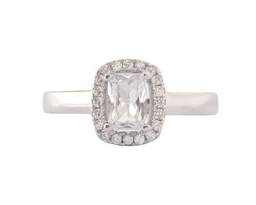 0.50ctw Emerald CZ Solitaire Style Ring in Silver
