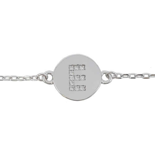 `E` Cubic Zirconia Charm Bracelet in 925 Sterling Silver