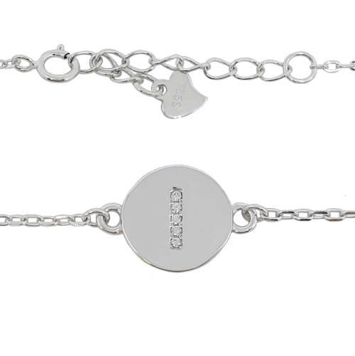 `I` Cubic Zirconia Charm Bracelet in Silver