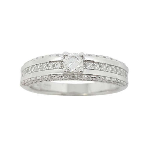 0.16ctw CZ Solitaire and accent shank Ring in Silver - SIZE 6.75, 9