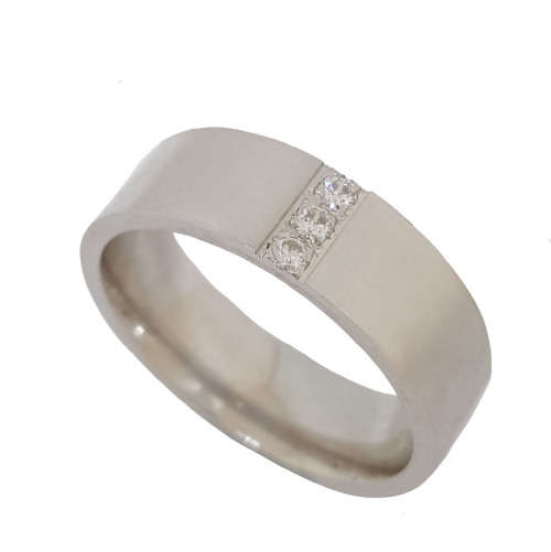 6.5mm Men`s CZ Band in Silver- Size 9.25
