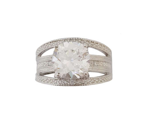 *CD DESIGNER JEWELRY* 2.01ctw CZ Broad Ring in Silver- Size O