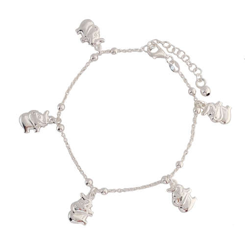 925 Sterling Silver Elephant Charm Bracelet