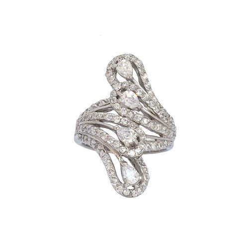 CZ Cluster design Ring in Silver- Size 7