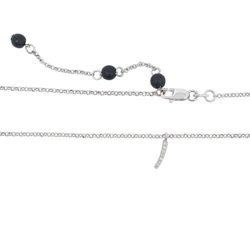 925 Sterling Silver Letter `I` Pendant with CZs and rolo style Necklace