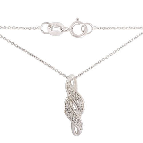 0.150ct Diamond Infinity Style Pendant in 10K White Gold with Chain