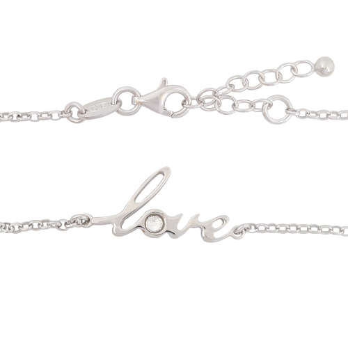 Love Charm with CZ Bracelet in Silver