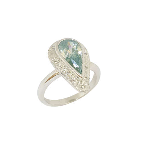 *CD DESIGNER JEWELRY* 2.274 ct Pear Moissanite and Diamond Ring