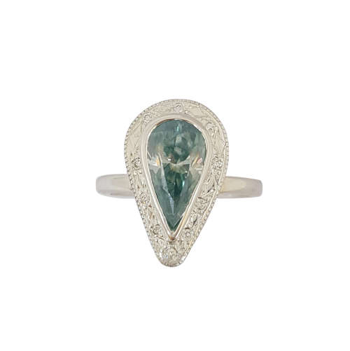 *CD DESIGNER JEWELRY* 2.274 ct Pear Moissanite and Diamond Ring