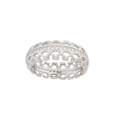 Clear CZ Eternity Band in 925 Sterling Silver- Size 6.5, 8.5