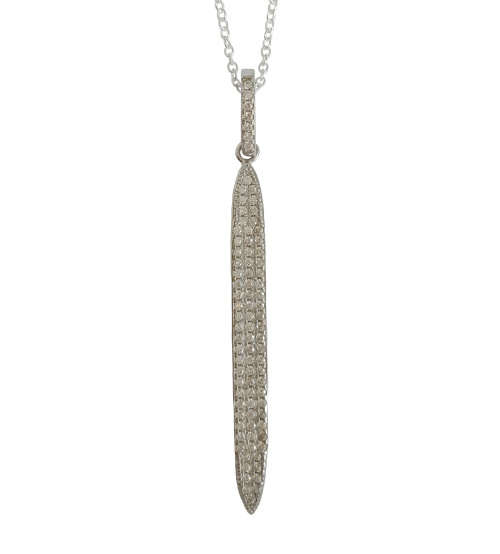 Clear CZ Long Point Style Pendant in 925 Sterling Silver