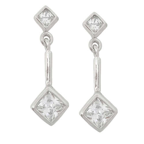 *CD DESIGNER JEWELRY* 0.86ctw CZ Princess cut earrings in Sterling Silver