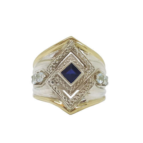 Cr Sapphire in Silver and 9ct Yellow gold combo